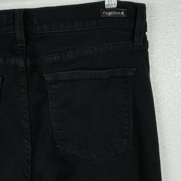 Principle Denim Jeans Womens Sz 29 Optimist Crop Side Panel Stretch Denim Black - Picture 6 of 8